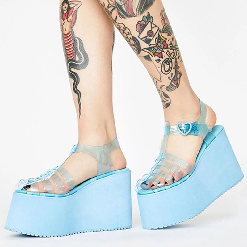 Clear Foam Platform Jelly Slip-On Sandals