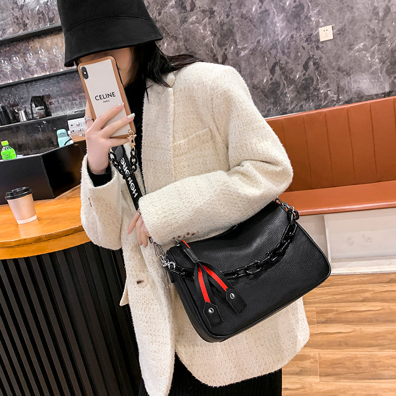 High Quality Chain Female Shoulder Bags Luxury Brand Cowhide Ladies Messenger Bag