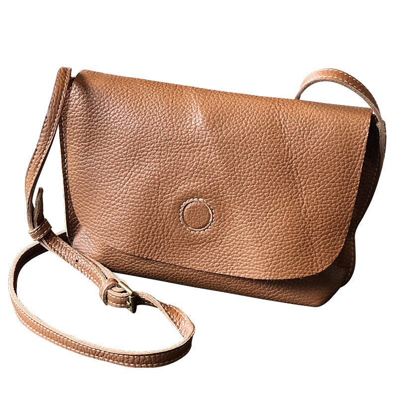 Simple Casual Shoulder Bag Cowhide