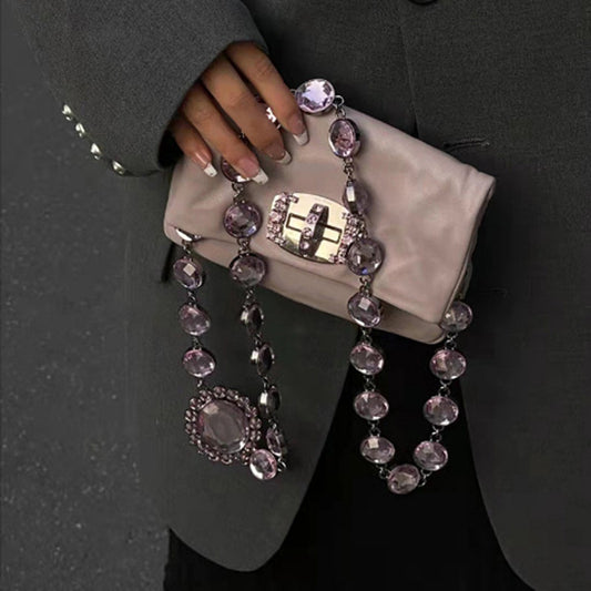 Sac messager tendance pour femme avec strass incrustés de diamants brillants