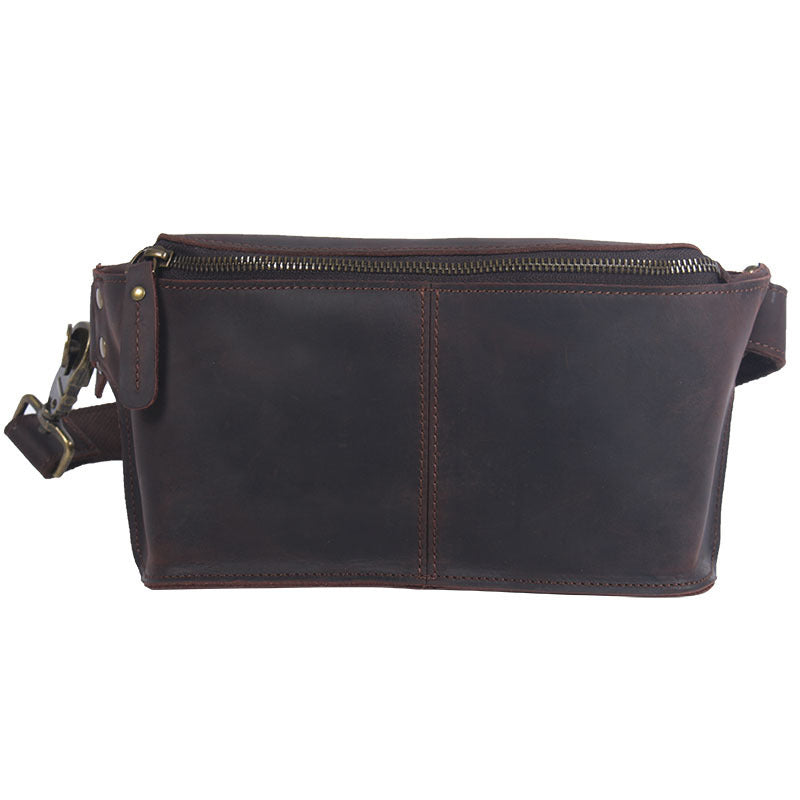 Bolso bandolera retro de cuero de gran capacidad y multifuncional para hombre