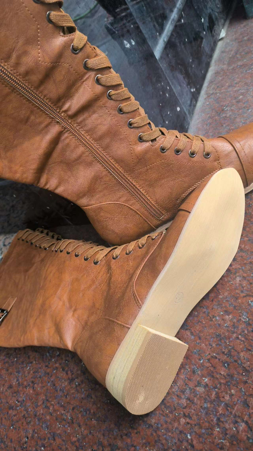 Botas de caballero con tiras cruzadas de moda para mujer