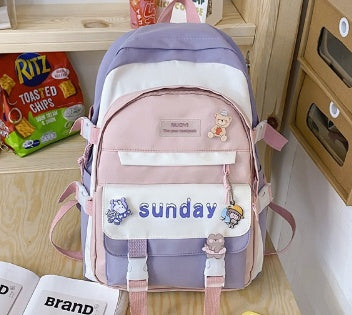 Women's Design Contrast Color Niche Backpack Girl Mori Japanese Style Male High School Student Simple College Students Bag