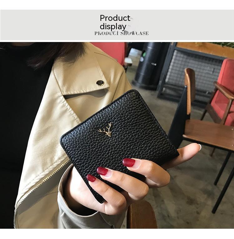 Monedero pequeño de cuero plegable ultrafino para mujer, billetera de moda coreana