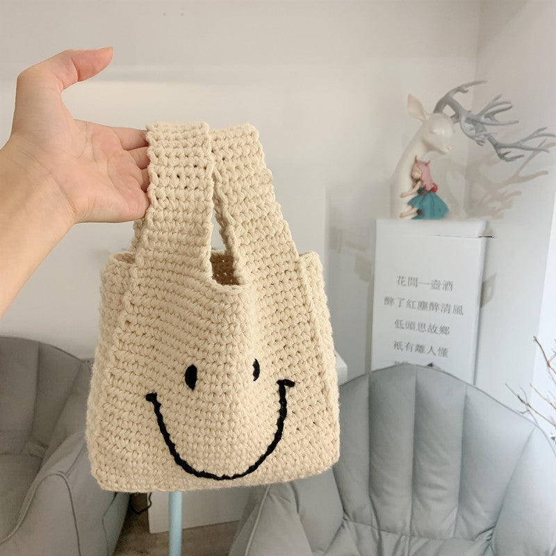 Hand Crocheted Wool Tote Backpack Material Bag