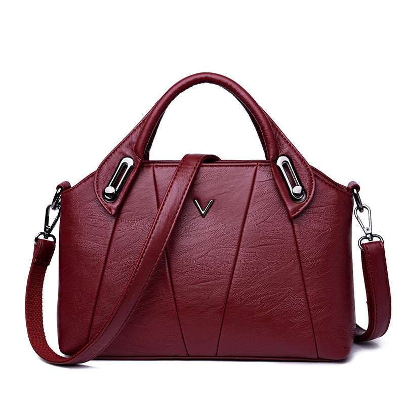 Soft Leather Sheepskin Middle-aged Lady's Small Square Bag