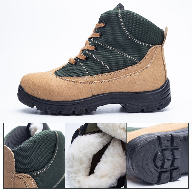 Botas de lana para hombre con forro polar y piel gruesa