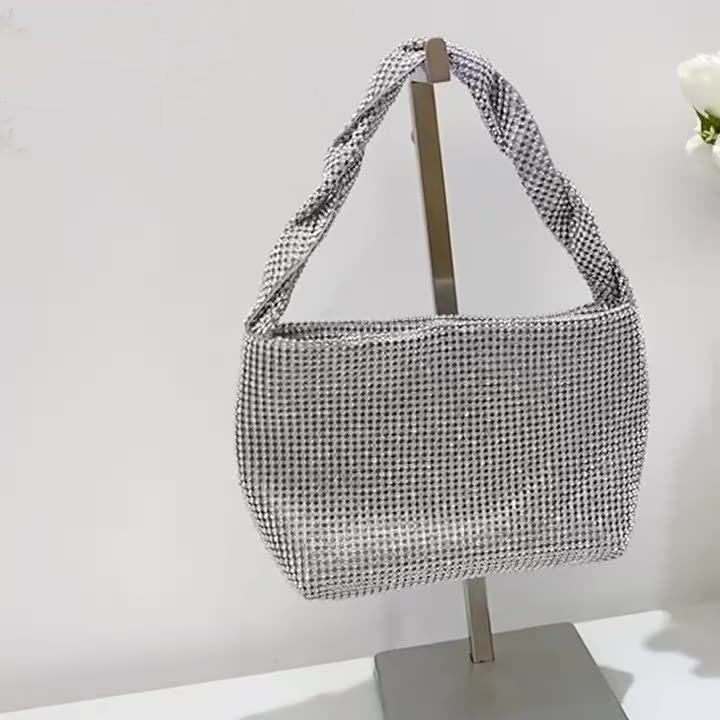 Sac à main de banquet noué avec incrustations de diamants pour femme