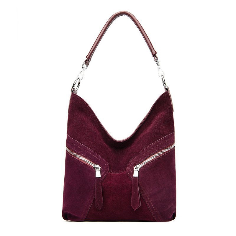 Frosted Cowhide Bucket Bag With New Personality And Versatile