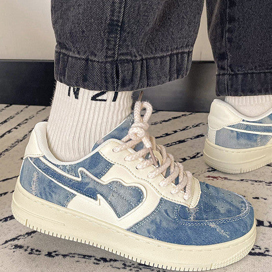 Chaussures collantes vintage refroidies par air en denim bleu décontracté