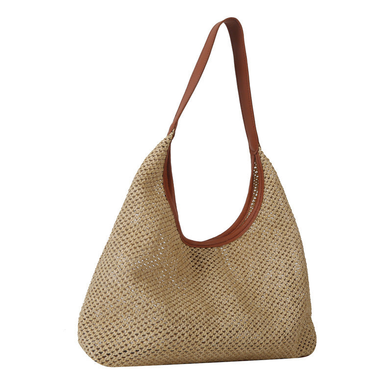 Large Capacity One Shoulder New High Texture Casual Straw Bag