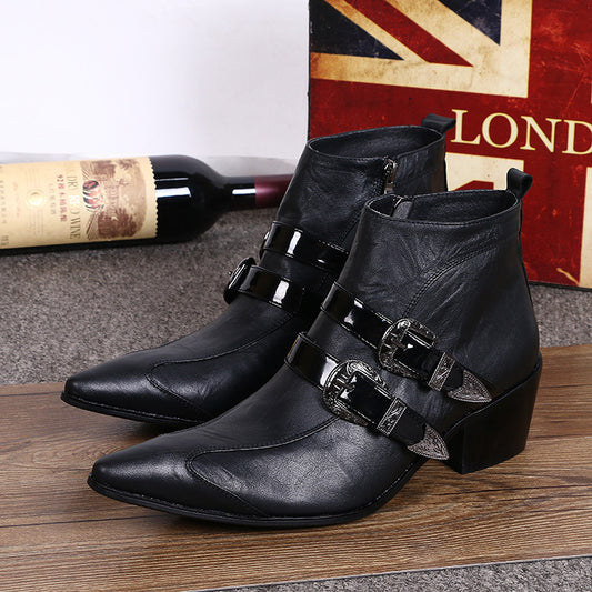 Botas de cuero genuino para hombre de moda británica