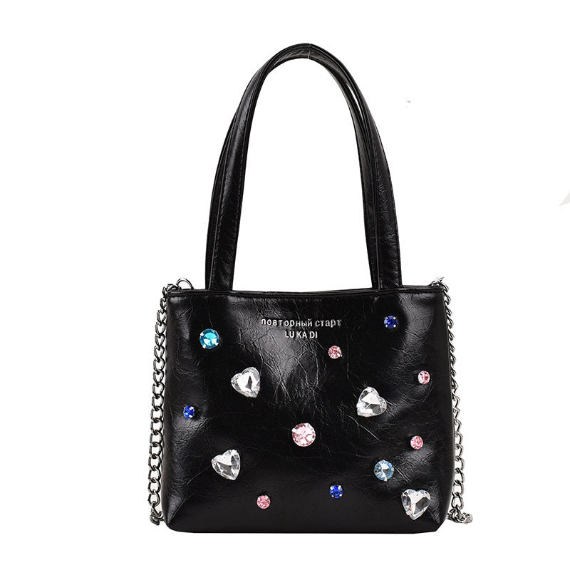 Sac à main en strass pour femme avec texture de niche