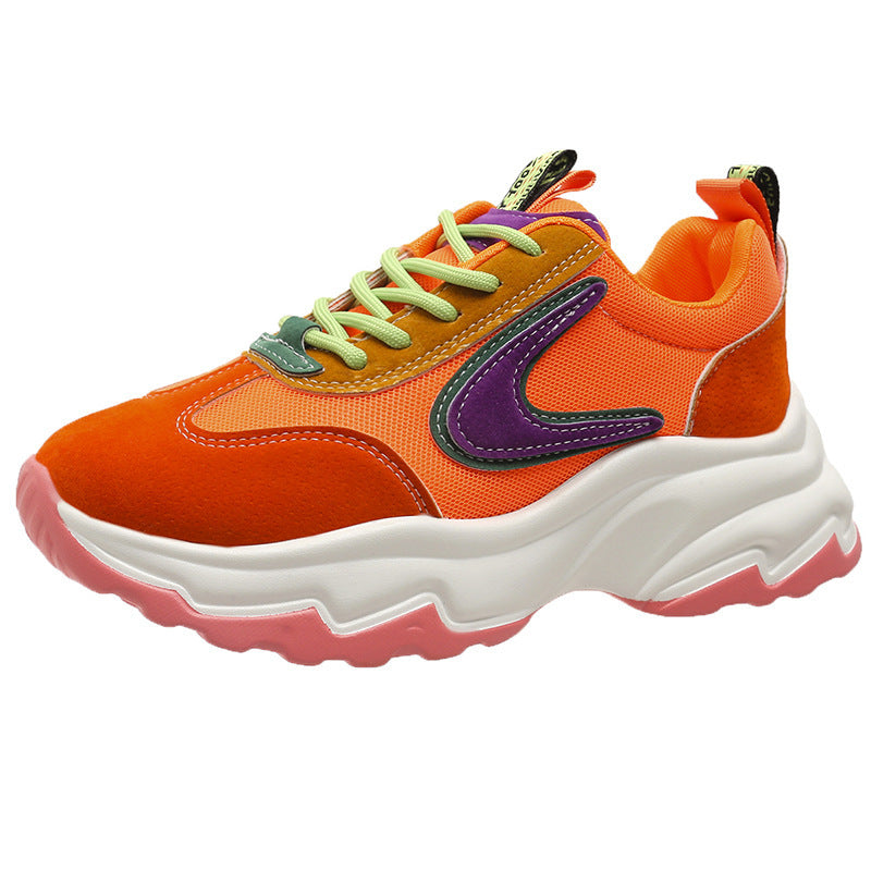 Zapatillas deportivas con cordones de varios colores para mujer, modernas, informales, ligeras, con suela gruesa, para correr