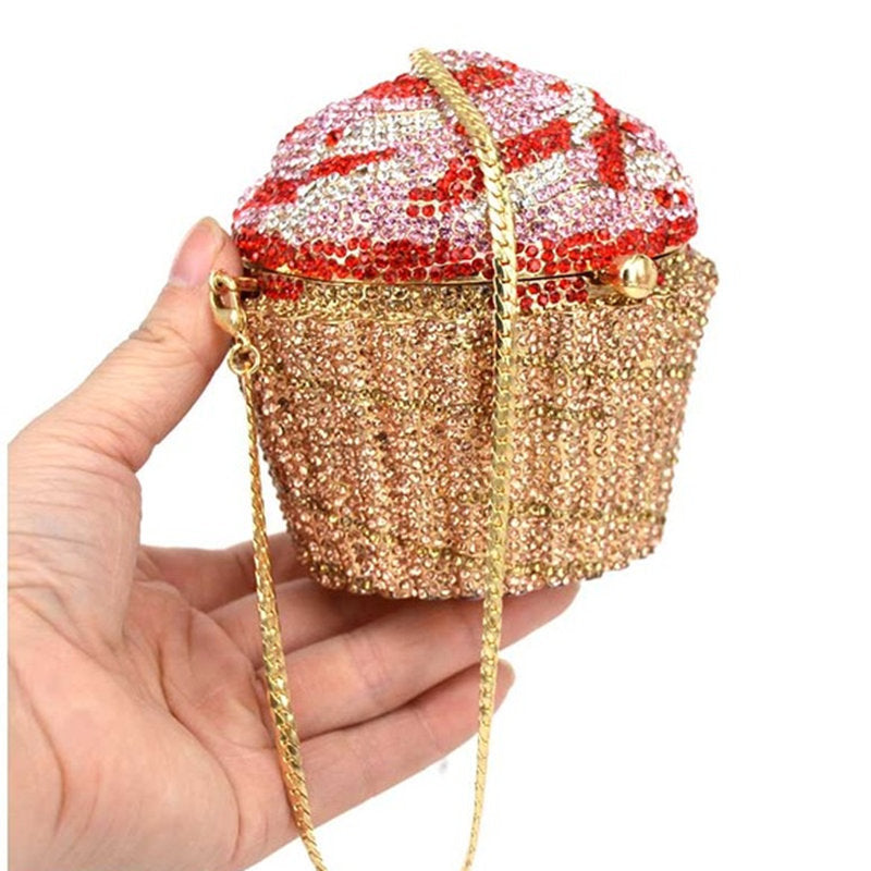 Petit gâteau crème glacée sac plein de diamants en métal diamant banquet femme