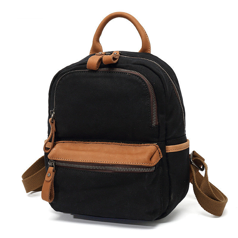 Women's Solid Color Waterproof Casual Canvas Backpack