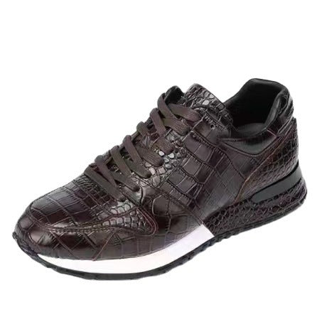 Crocodile Pattern Light Luxury Sports Versatile Elevated Leather Shoes