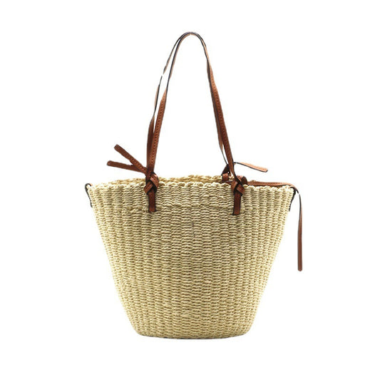 Sac cylindrique en paille à une épaule pour femme