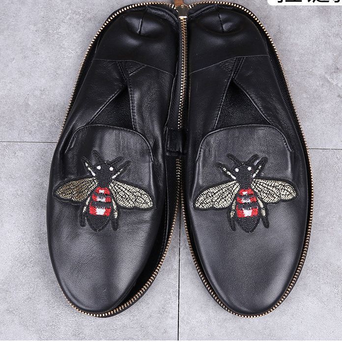 Chaussures Doug en cuir véritable pour hommes Lazy British Korean