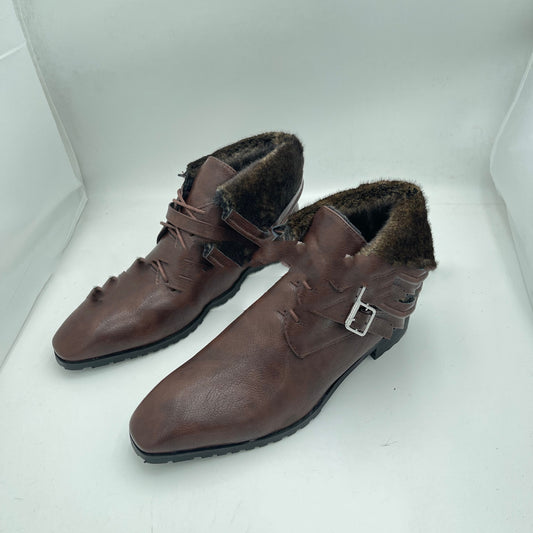 Botas bajas de hombre de estilo británico con tacón grueso y punta redonda, con cordones en la parte delantera y boca de lana