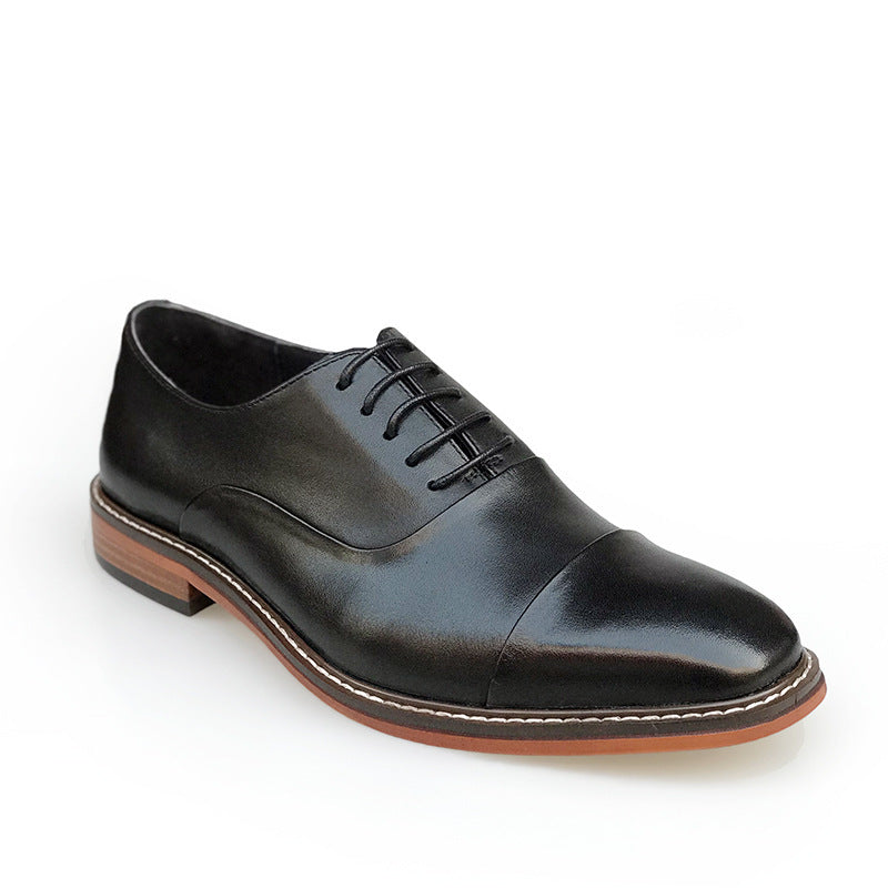 Chaussures en cuir pour hommes en cuir véritable britannique pointues marron vintage Oxford