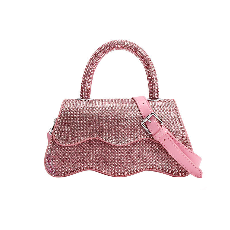 Sac à bandoulière carré de petite taille avec strass colorés