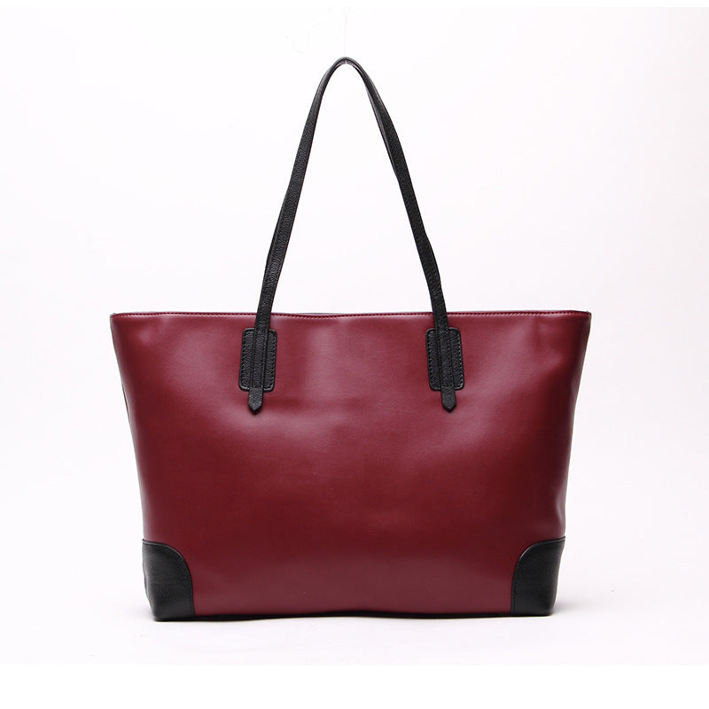 New First Layer Cowhide Hit Color Handbags European And America