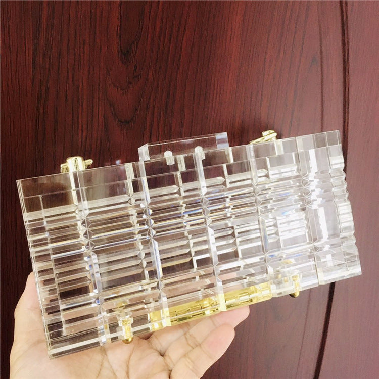 Rectangle Check Transparent Acrylic Dress Bag