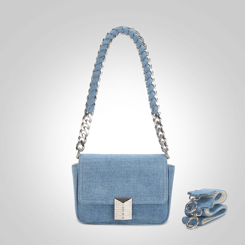 Nuevo bolso de hombro con cadena retro y cadena para mujer, bolso de mezclilla con cadena