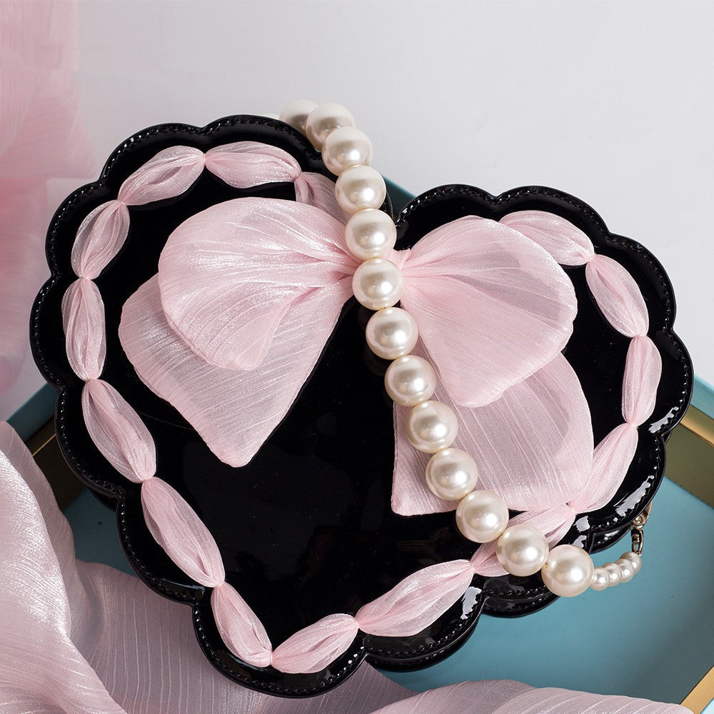 Les gens aiment le sac à bandoulière de mariage Lolita avec nœud en perles et fleurs