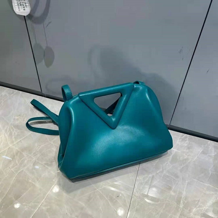 Nuevo bolso de mujer de cuero con forma de triángulo invertido, bolso tipo nube de color caramelo con clip, bolso tipo mensajero, bolso de hombro, bolso de mano, bolso de mano