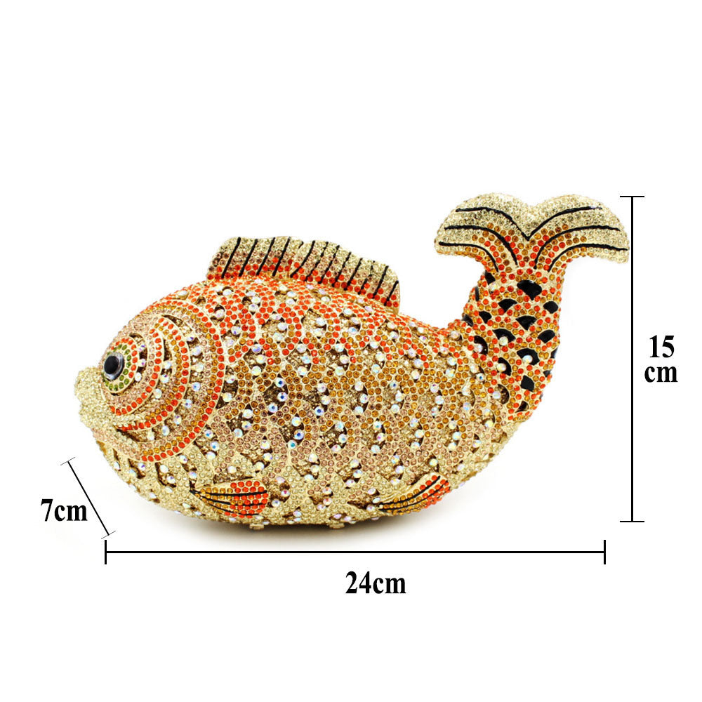 Goldfish Rhinestone Handmade Diamond Clutch For Women