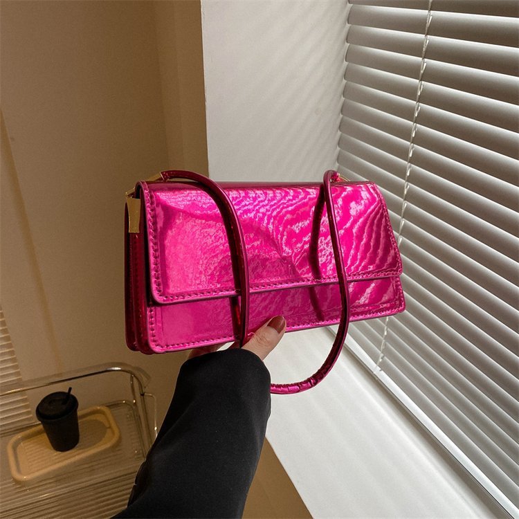 Trendy And Fashionable Portable Paint Glossy Western Style Small Square Bag