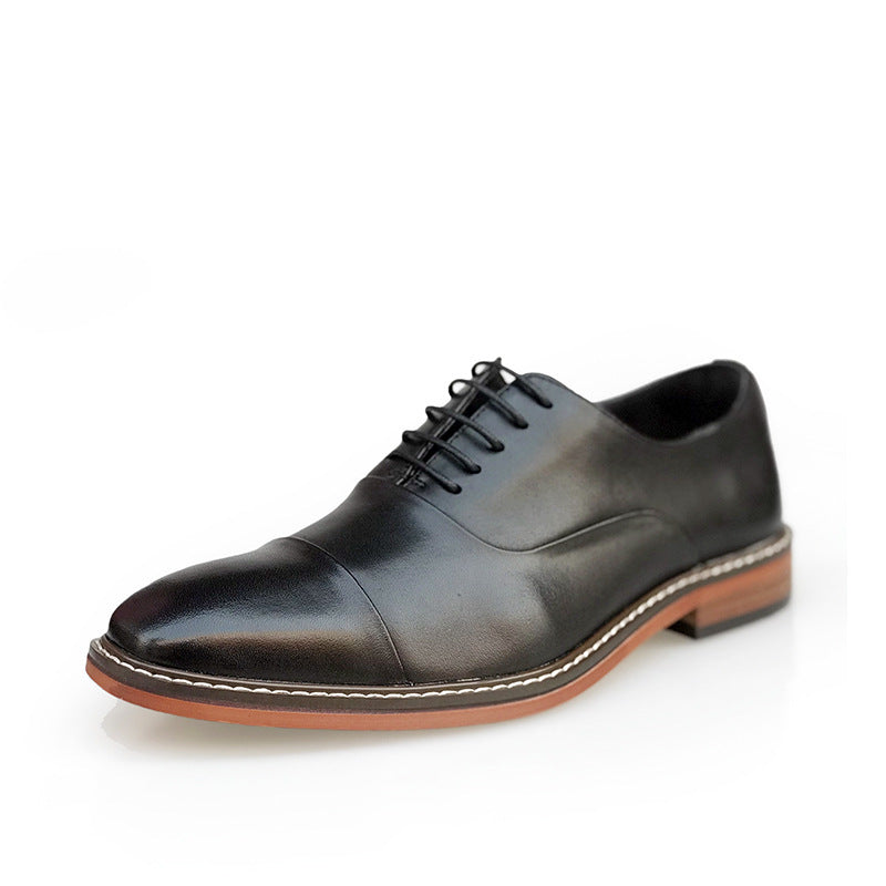 Chaussures en cuir pour hommes en cuir véritable britannique pointues marron vintage Oxford