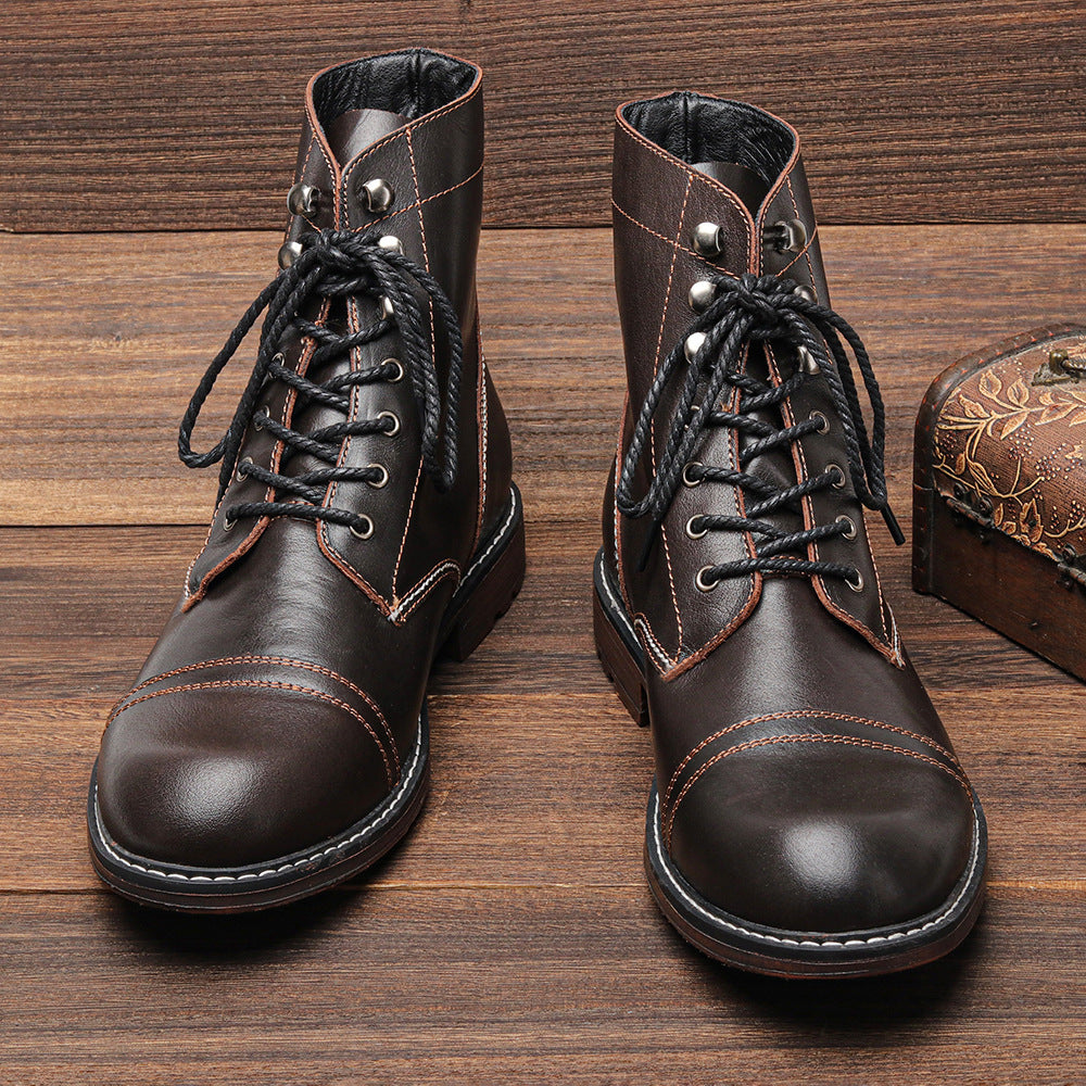 American Retro First Layer Calfskin Workwear Martin Boots