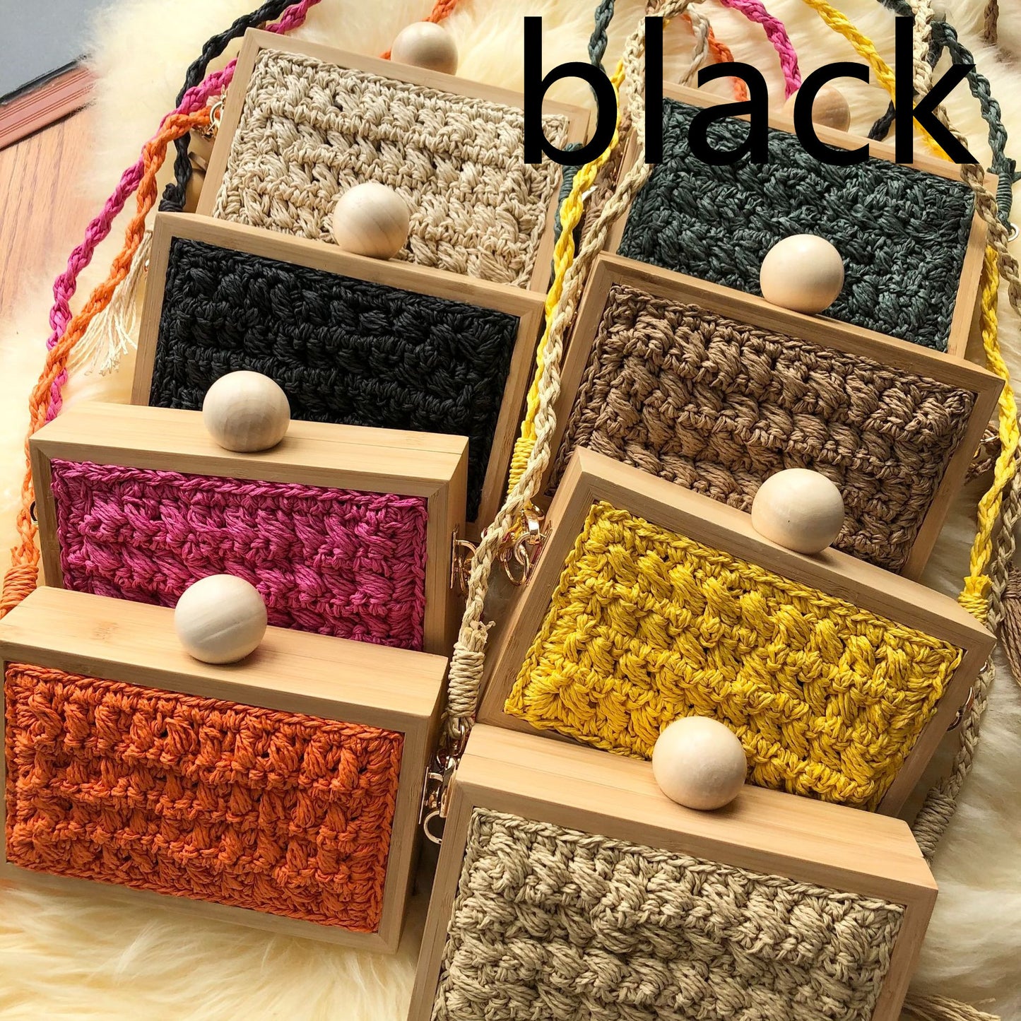 Wooden Frame Straw Bag In Stock Tassel Ball Head Hand Bag Messenger Bag Female Vacation Beach Bag