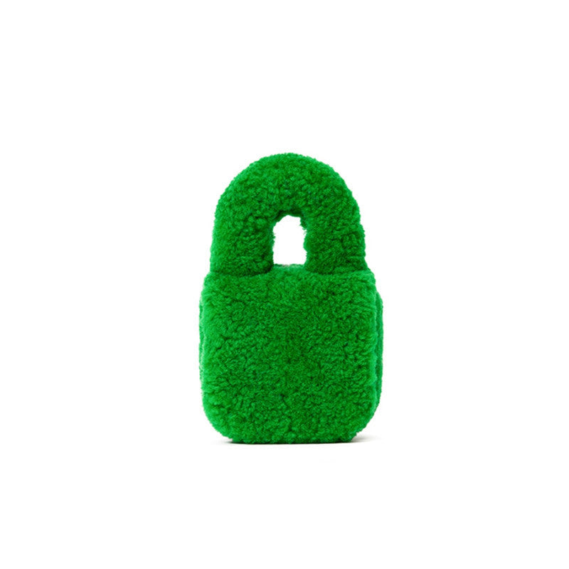 Bolso bandolera de un solo hombro con peluche de cordero en miniatura de invierno