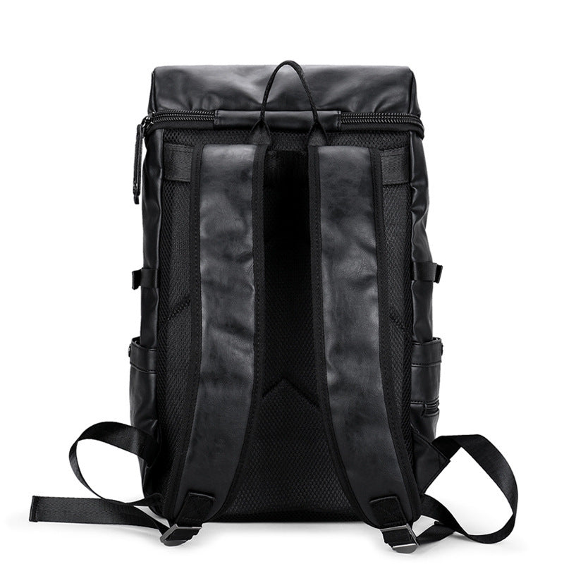 Fashion Simple Solid Color Leather Casual Backpack