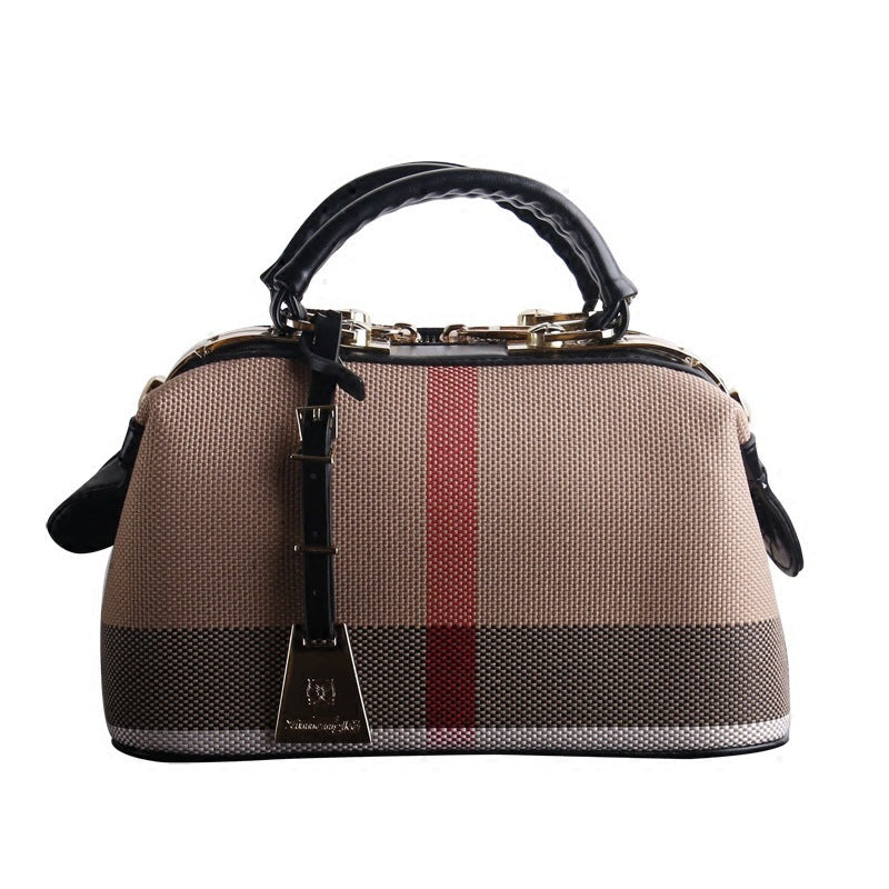 Fashion Shoulder Bag Handbag Check Stripe Bag