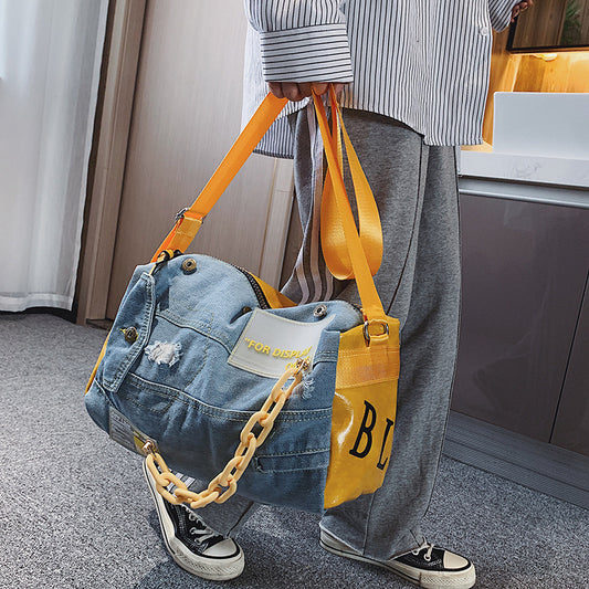 Sac de sport de yoga à une épaule en denim pour femme