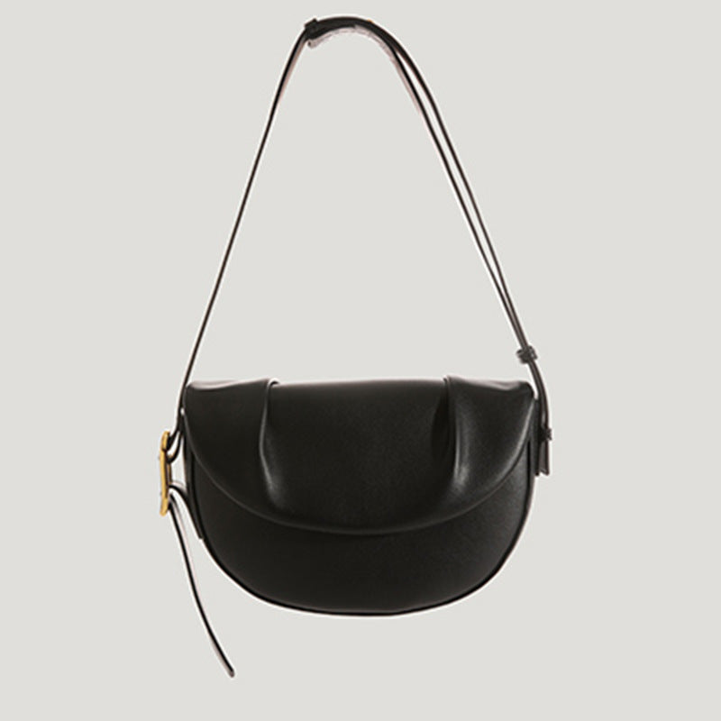 Women's Cowhide Pleated Underarm Saddle Bag