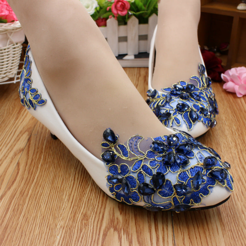 Women's Fashion Low Heel Soft Leather Wedding Bridesmaid Shoes