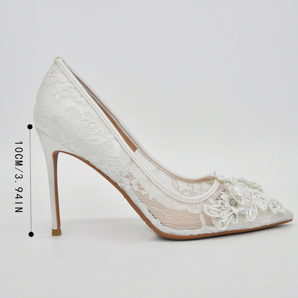 Chaussures de mariage en dentelle blanche pour mariée