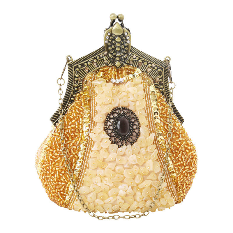 Sac de soirée vintage à perles lourdes pour femme