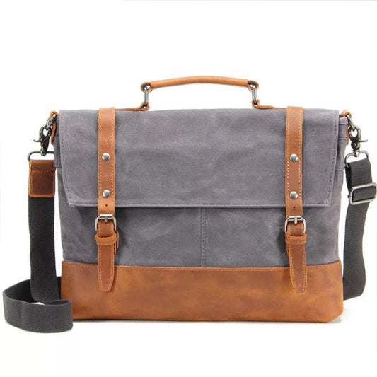 Bolso de hombro para hombre estilo retro de lona desbordante