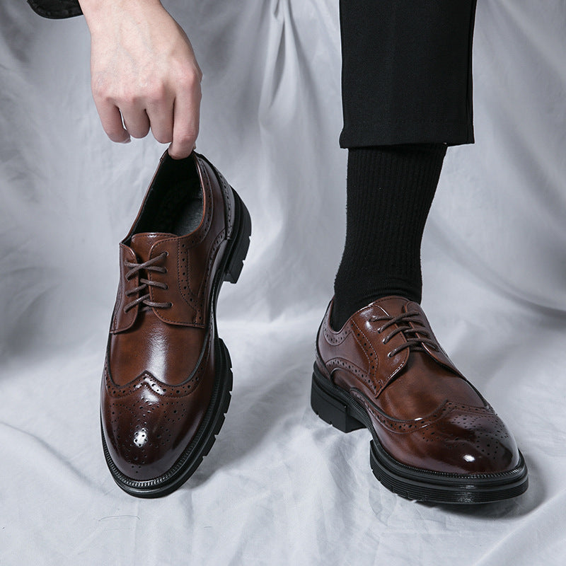 Chaussures en cuir pour hommes, style brogue, pour le printemps et l'automne