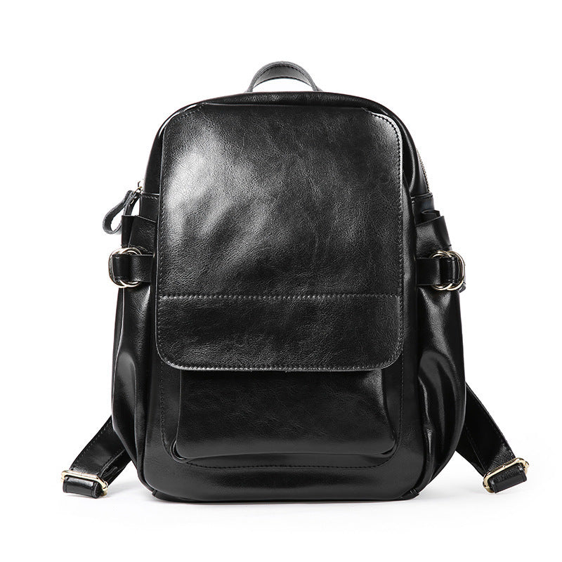 Cowhide Backpack Travel Bag School Style