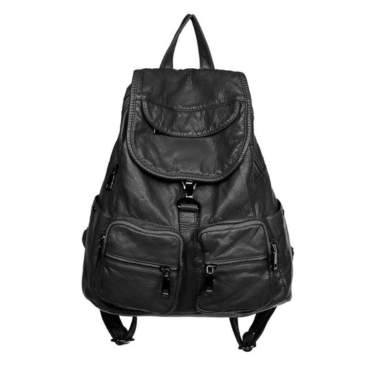 Leisure Travel Bag Fashion All-match Soft Leather Backpack