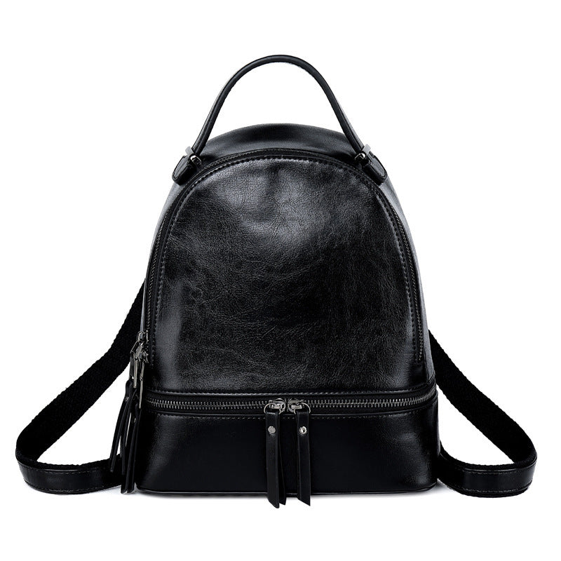 Fashion Temperament Gentle Leather Backpack Fashion Oil Wax Cowhide