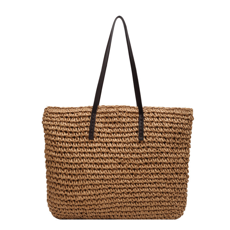 Bolso de paja estilo bosque para mujer, para vacaciones de verano